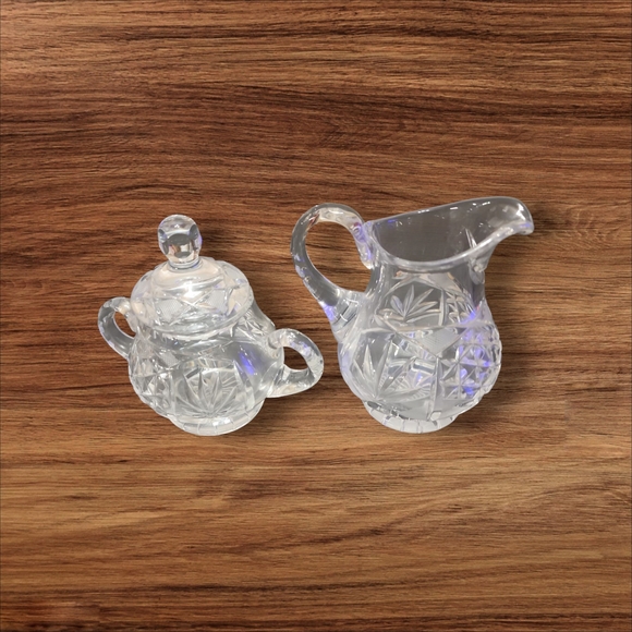 Vtg American Elegant Leaded Crystal Sugar and Creamer Set With Lid. - Picture 3 of 4